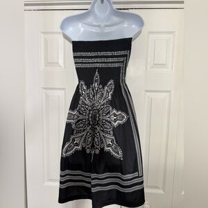 BUNDLE (2) Summer Dress/Beach Cover Up Strapless Boho Print-(1)Blk (1)Royal  EUC